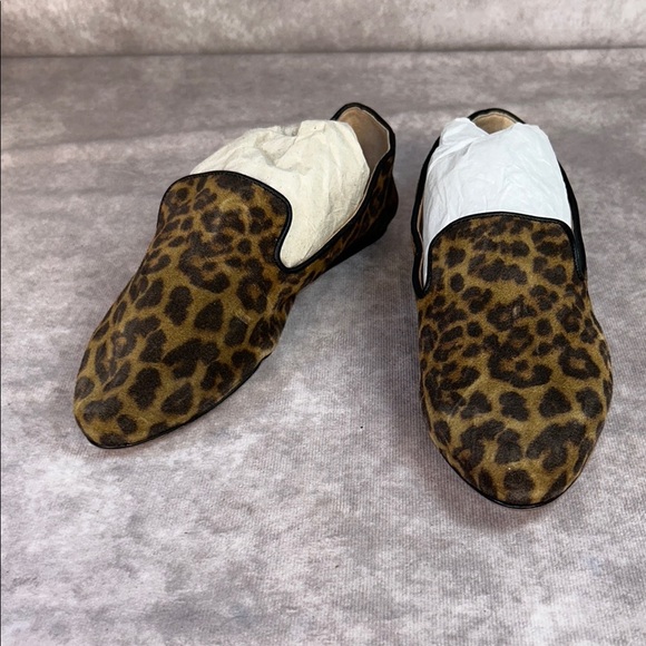 NEW **defects** Veronica Beard Women’s 5.5M Leopard Print Leather Loafers Flats - Picture 1 of 8